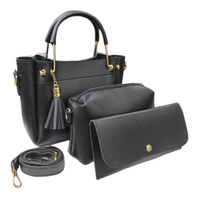 Women's PU Leather Plain Hand Bag Set 3 in 1