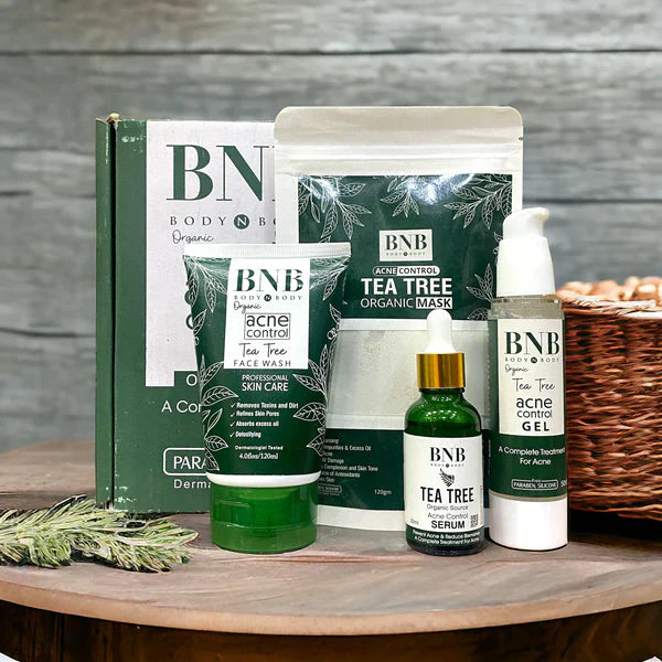 Acne Control Facial Kit - 5 Pcs with Hydrating Tea Tree Wash and Pore Clearing Gel